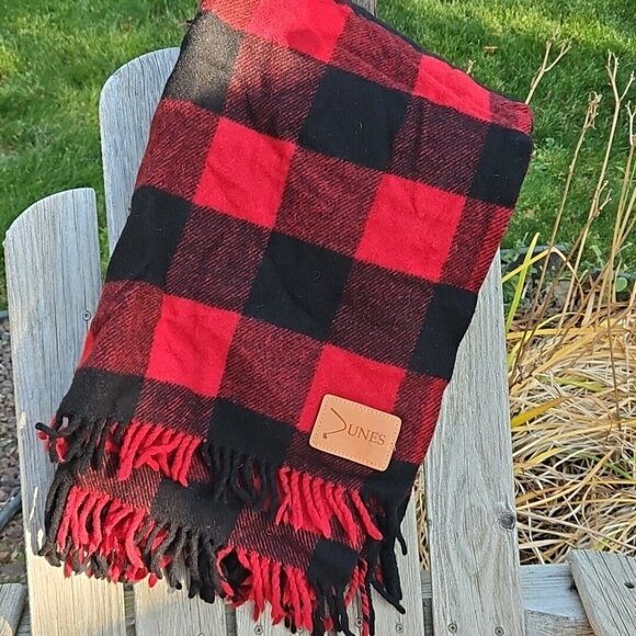 Pendleton Mosier Motor Robe Blanket Fringed Red Buffalo Plaid Wool Leather Strap - Picture 10 of 13